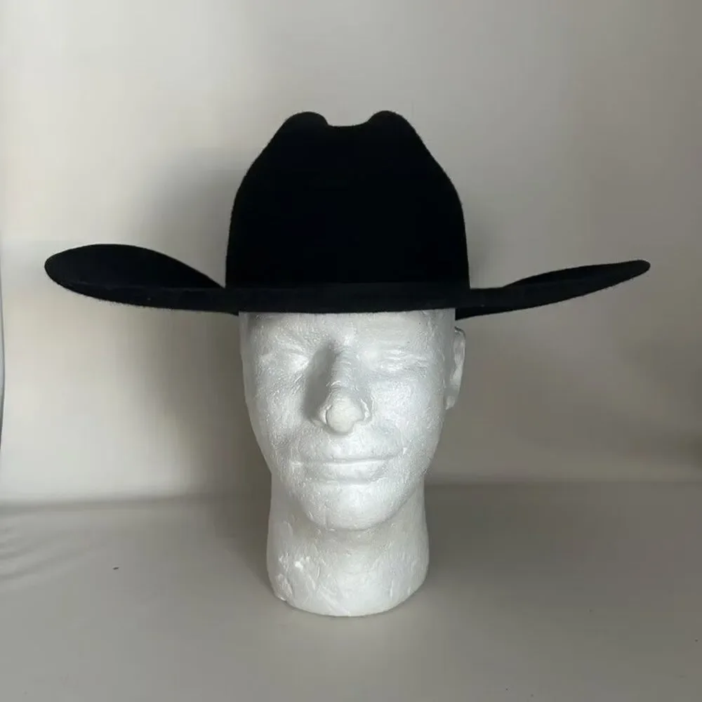 Resistol Western Cowboy Hat Youth One Size Black 100% Wool Felt Cattleman Crease